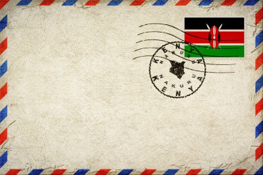 Kenya Nakuru Vintage Air Mail Envelope with Flag and Postmark