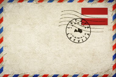 Latvia Jurmala Vintage Air Mail Envelope with Flag and Postmark