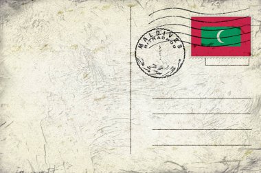 Maldives Hithadhoo Old Style Mail Envelope with Flag and Postmark