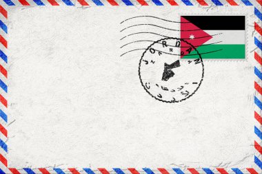 Jordan Zarqa Vintage Air Mail Envelope with Flag and Postmark