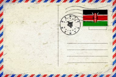 Kenya Nairobi Vintage Air Mail Envelope with Flag and Postmark