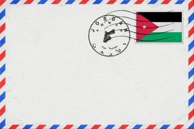 Jordan Amman Vintage Air Mail Envelope with Flag and Postmark