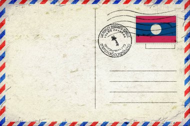 Laos Luang Prabang Vintage Air Mail Envelope with Flag and Postmark