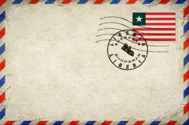 Liberia Buchanan Vintage Air Mail Envelope with Flag and Postmark