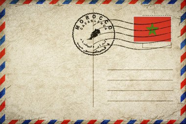 Morocco Casablanca Vintage Air Mail Envelope with Flag and Postmark