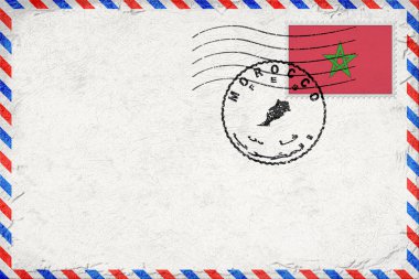 Morocco Fes Vintage Air Mail Envelope with Flag and Postmark