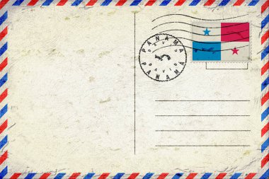 Panama David Bayrak ve Posta Damgalı Vintage Hava Postası