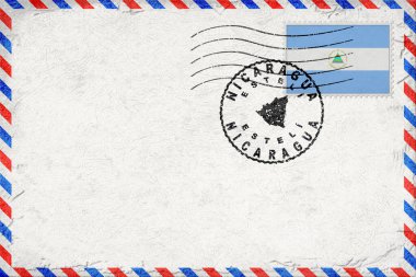 Nikaragua Esteli Bayrak ve Posta Damgalı Vintage Hava Posta Zarfı