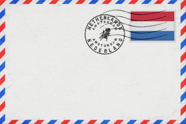 Hollanda Amsterdam Bayrak ve Posta Damgalı Vintage Hava Postası