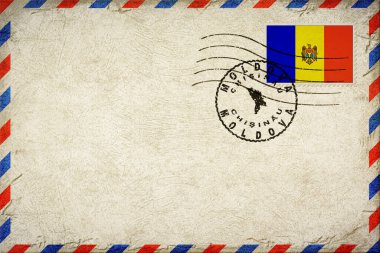 Moldova Chisinau Vintage Hava Posta Zarfı Bayrak ve Posta Damgalı