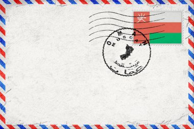 Umman Muscat Vintage Hava Posta Zarfı Bayrak ve Posta Damgalı