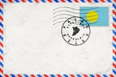 Palau Ngerulmud Bayrak ve Posta Damgalı Vintage Hava Postası