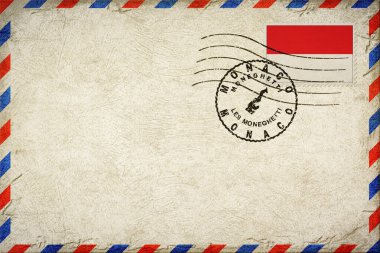 Monaco Moneghetti Vintage Hava Posta Zarfı Bayrak ve Posta Damgalı