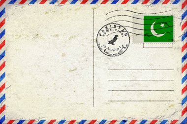 Pakistan Rawalpindi Bayrak ve Posta Damgalı Vintage Hava Postası