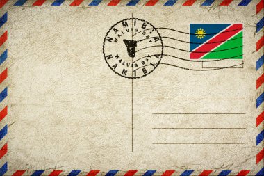 Namibya Walvis Körfezi Vintage Hava Posta Zarfı Bayrak ve Posta Damgalı