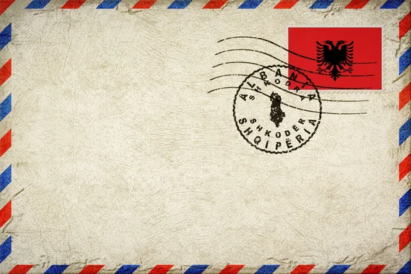 Albania Shkodra Vintage Air Mail Envelope with Flag and Postmark