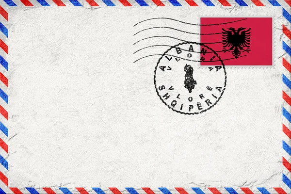 Albania Vlora Vintage Air Mail Envelope with Flag and Postmark