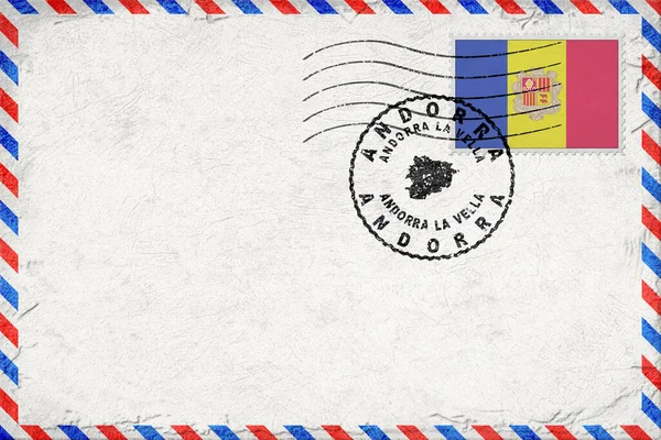 Andorra Andorra la Vella Vintage Air Mail Envelope with Flag and Postmark