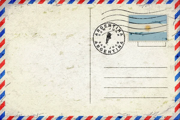 Argentina San Juan Vintage Air Mail Envelope with Flag and Postmark