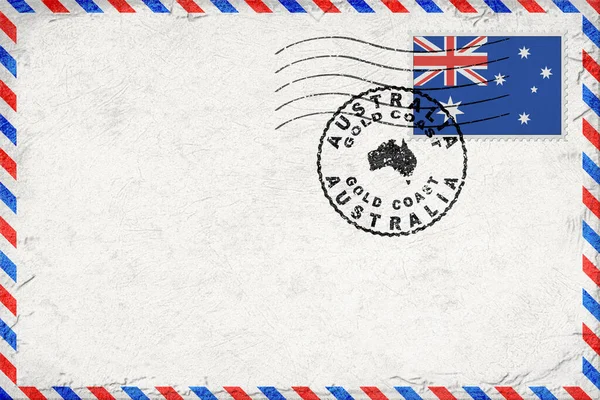 Australia Gold Coast Vintage Air Mail Envelope with Flag and Postmark