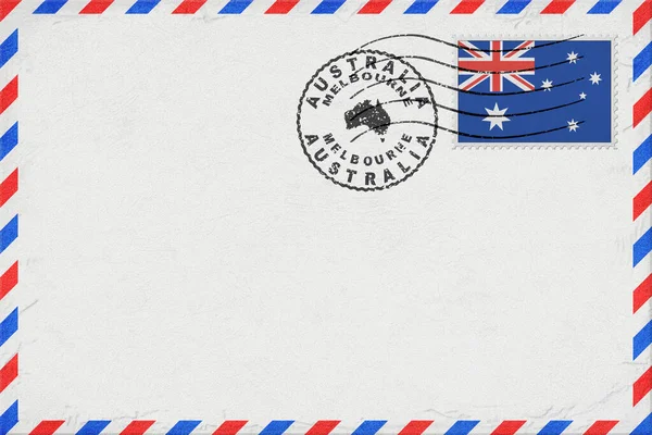 Australia Melbourne Vintage Air Mail Envelope with Flag and Postmark