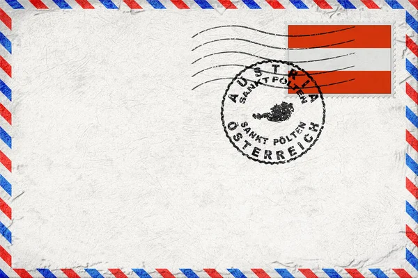 Austria Sankt Polten Vintage Air Mail Envelope with Flag and Postmark