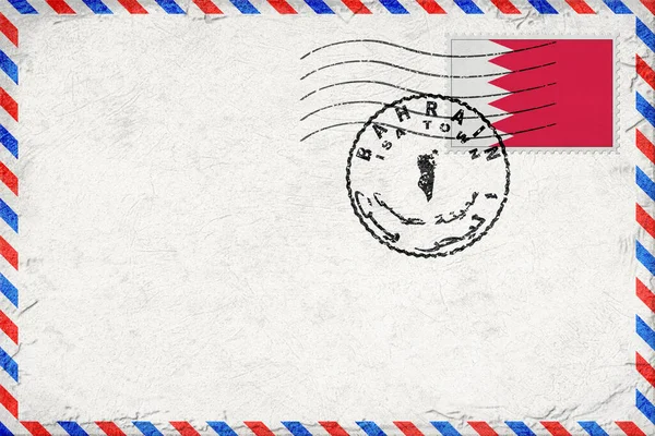 Bahrain Isa Town Vintage Air Mail Envelope with Flag and Postmark