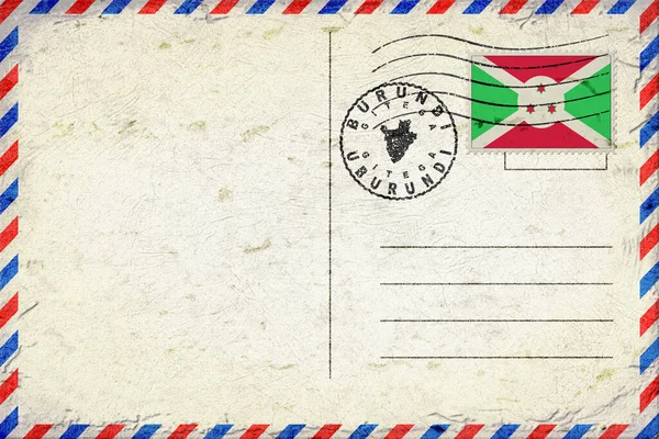 Burundi Gitega Vintage Air Mail Envelope with Flag and Postmark