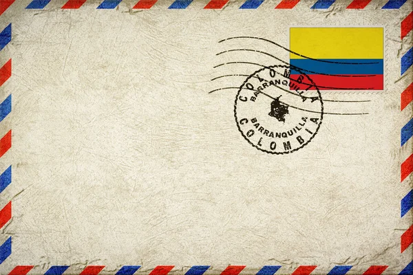 Colombia Barranquilla Vintage Air Mail Envelope with Flag and Postmark
