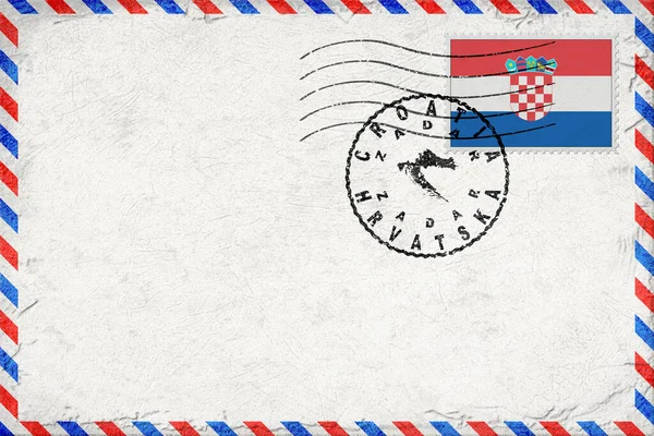 Croatia Zadar Vintage Air Mail Envelope with Flag and Postmark