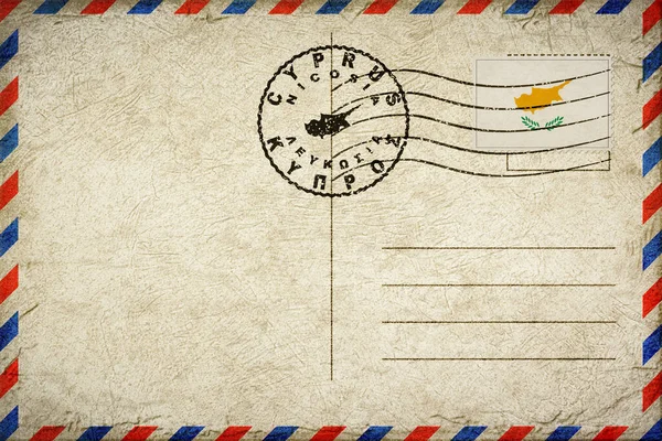 Cyprus Nicosia Vintage Air Mail Envelope with Flag and Postmark