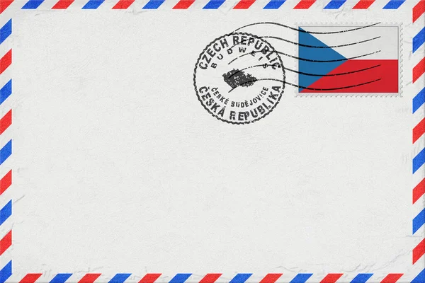 Czech Republic Budweis Vintage Air Mail Envelope with Flag and Postmark