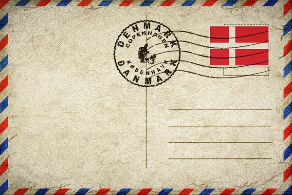 Denmark Copenhagen Vintage Air Mail Envelope with Flag and Postmark
