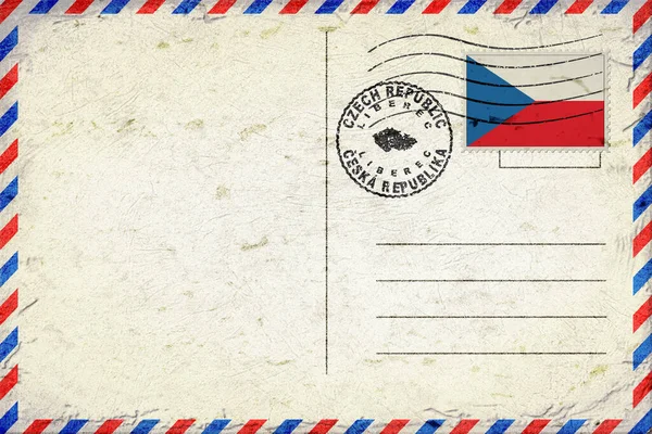 Czech Republic Liberec Vintage Air Mail Envelope with Flag and Postmark