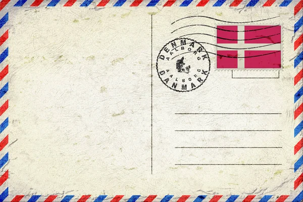 Denmark Aalborg Vintage Air Mail Envelope with Flag and Postmark