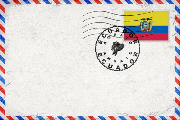 Ecuador Ambato Vintage Air Mail Envelope with Flag and Postmark