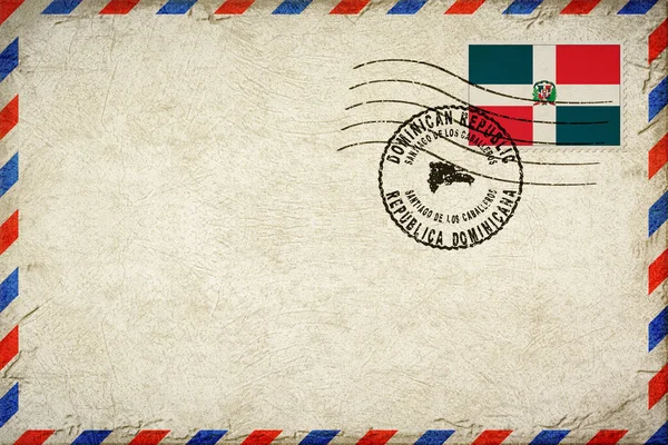 Dominican Republic Santiago de los Caballeros Vintage Air Mail Envelope with Flag and Postmark