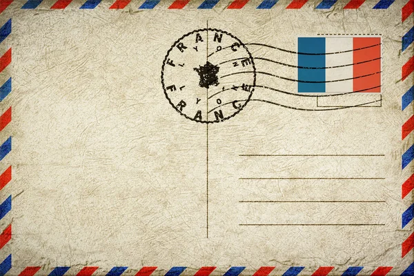 France Lyon Vintage Air Mail Envelope with Flag and Postmark