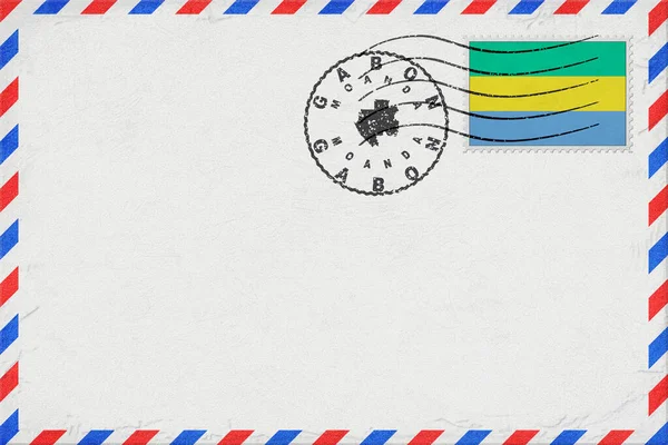 Gabon Moanda Vintage Air Mail Envelope with Flag and Postmark