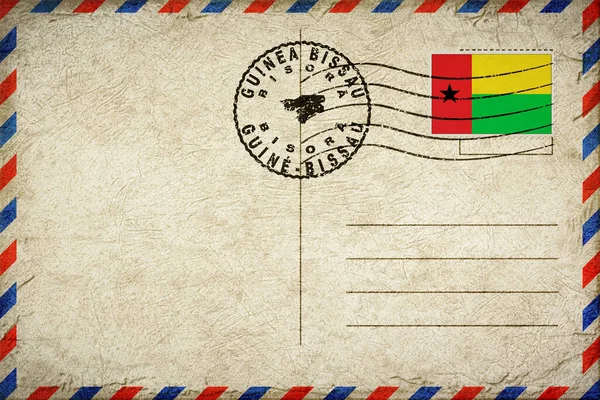 Guinea Bissau Bisora Vintage Air Mail Envelope with Flag and Postmark
