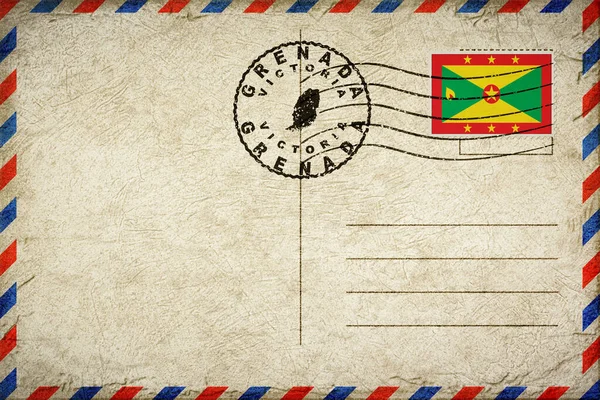 Grenada Victoria Vintage Air Mail Envelope with Flag and Postmark