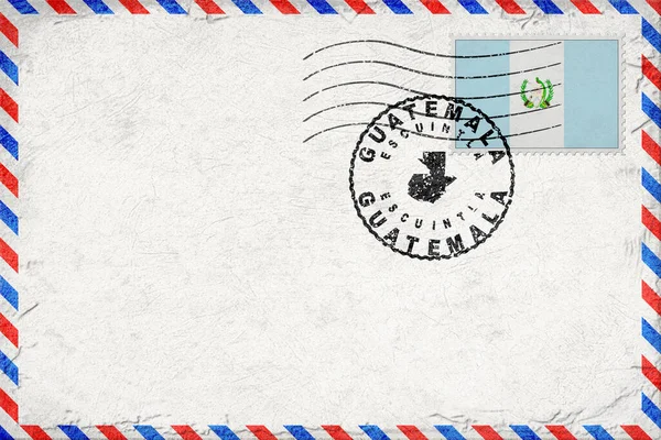 Guatemala Escuintla Vintage Air Mail Envelope with Flag and Postmark