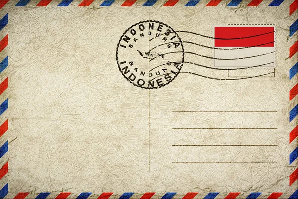 Indonesia Bandung Vintage Air Mail Envelope with Flag and Postmark