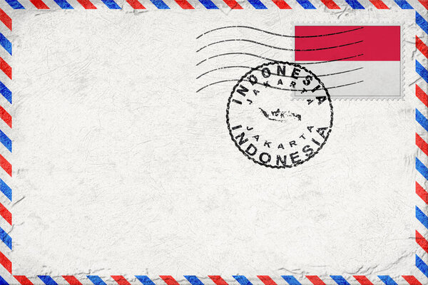Indonesia Jakarta Vintage Air Mail Envelope with Flag and Postmark
