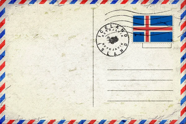 Iceland Reykjavik Vintage Air Mail Envelope with Flag and Postmark