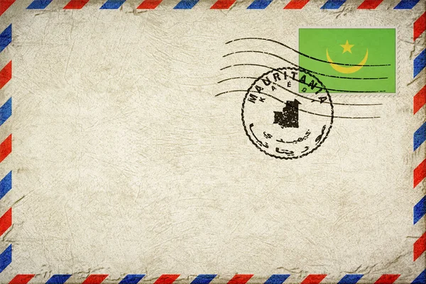 Mauritania Kaedi Vintage Air Mail Envelope with Flag and Postmark