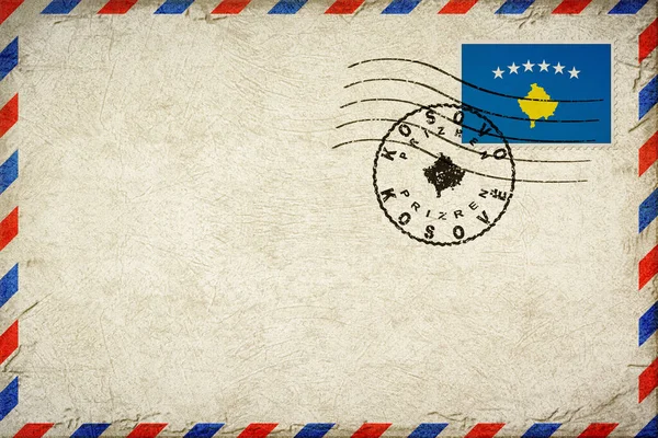 Kosovo Prizren Vintage Air Mail Envelope with Flag and Postmark