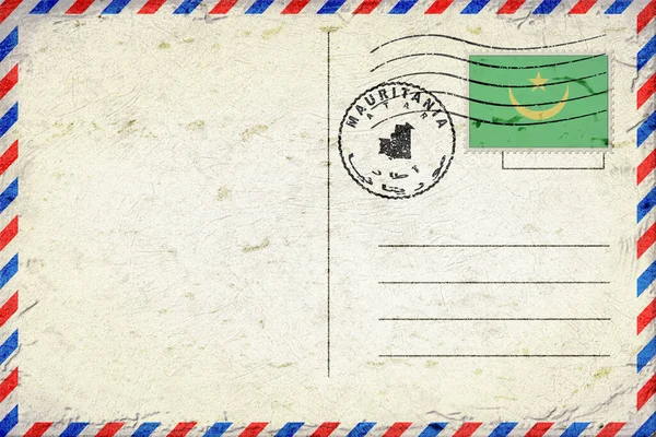 Mauritania Atar Vintage Air Mail Envelope with Flag and Postmark