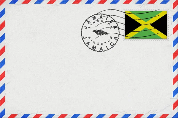 Jamaica Kingston Vintage Air Mail Envelope with Flag and Postmark