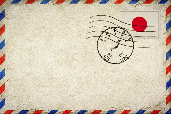 Japan Osaka Vintage Air Mail Envelope with Flag and Postmark
